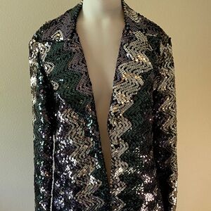 Vintage Sportaville Glamorous Sequin Zigzag Blazer multi color Sz 14